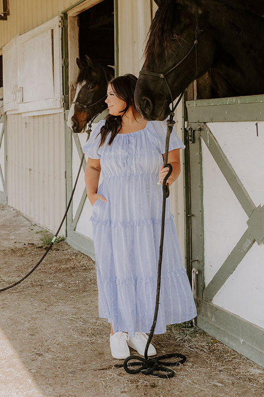 Countryside Meadows Stripe Midi Dress Curves
