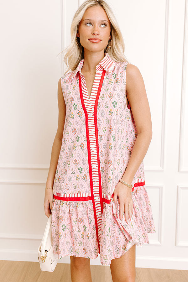Wildflower Daydream Button Down Mini Dress in Pink