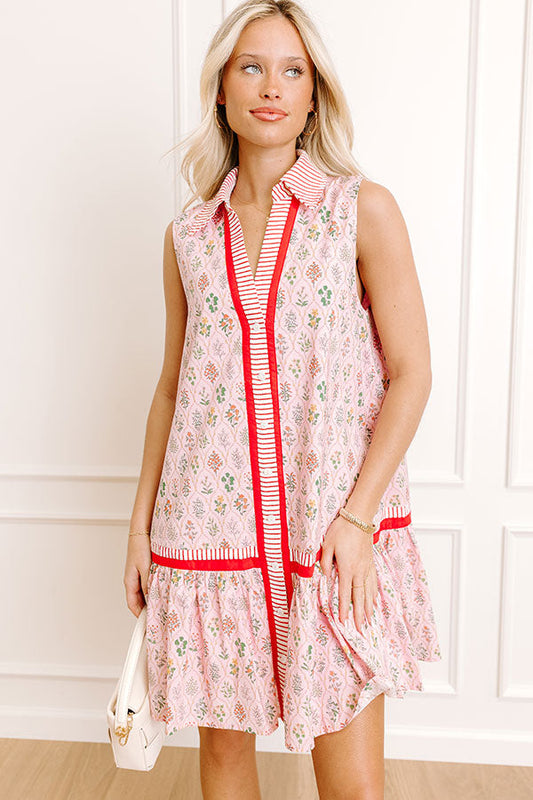 Wildflower Daydream Button Down Mini Dress in Pink