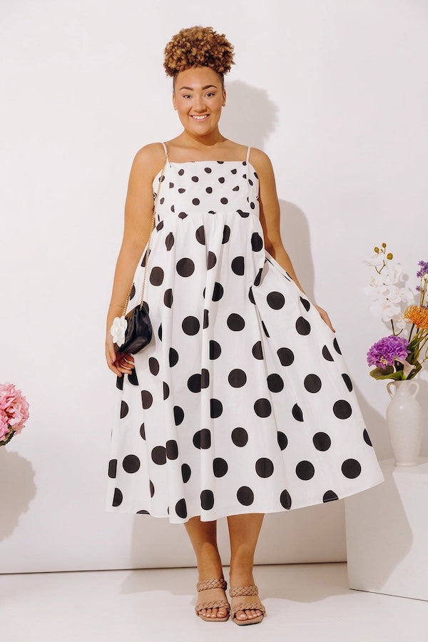 Spot On Poplin Midi Dress Curves
