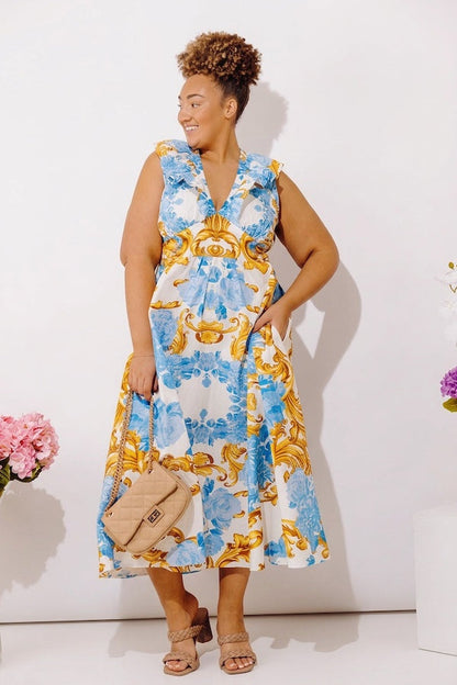 Bellini On The Terrace Floral Midi Dress Curves