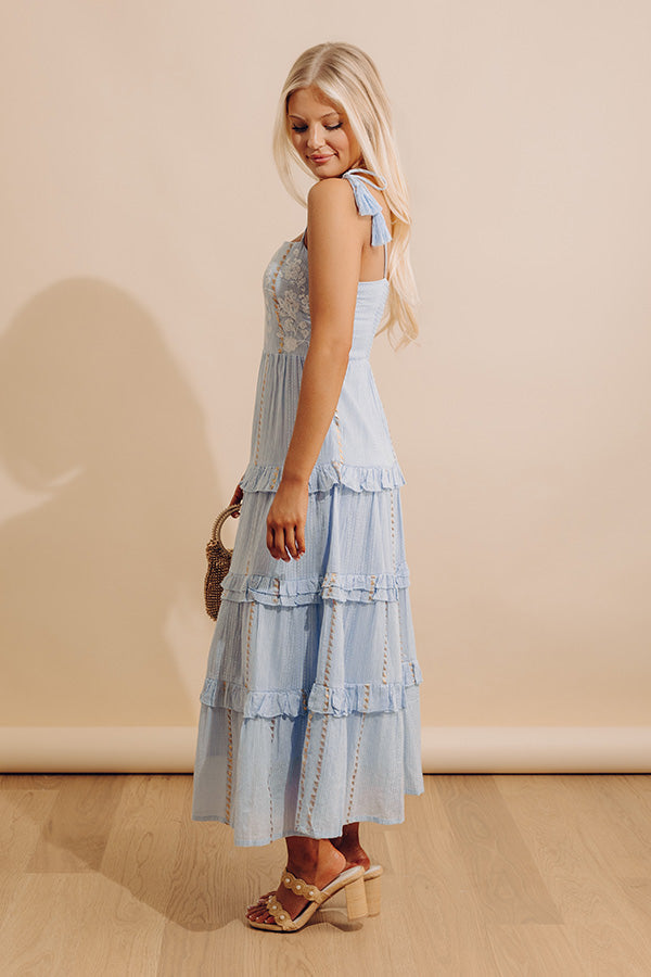 Darling Details Floral Embroidered Tiered Midi Dress