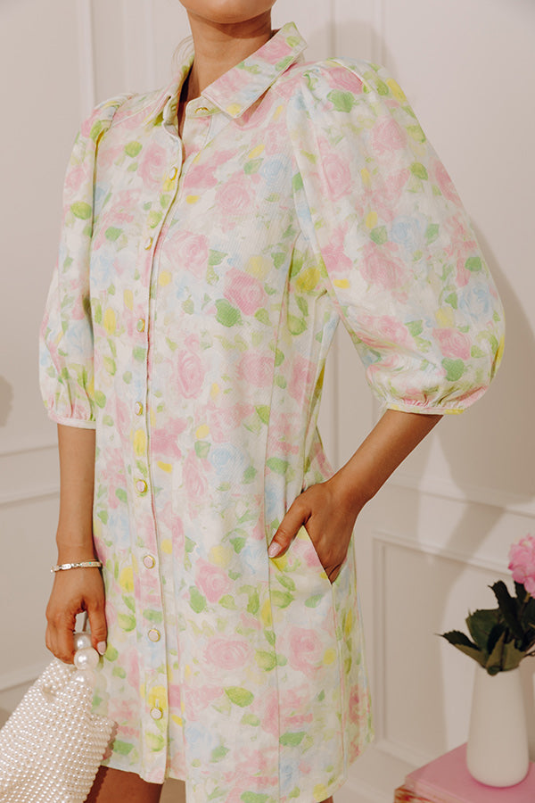 Rose Garden Bliss Denim Mini Dress