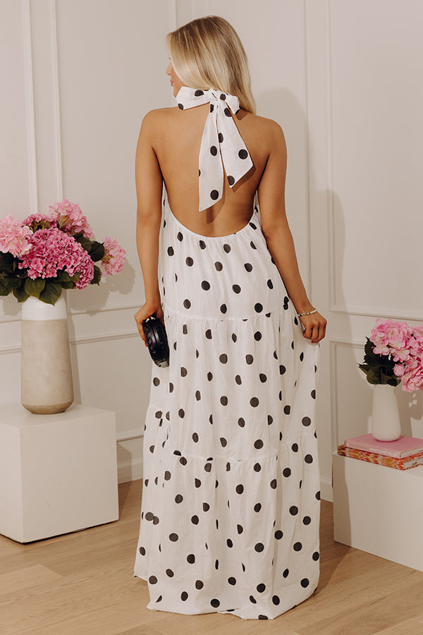 Chic Spotlight Polka Dot Halter Maxi Dress