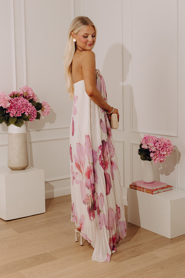 Painted Petals Pleated Midi Dress