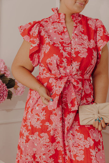 Floral Keepsake Eyelet Midi Dress Curves