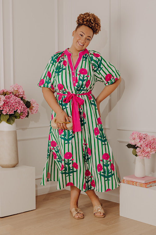Chic Lines Floral Midi Dress Curves