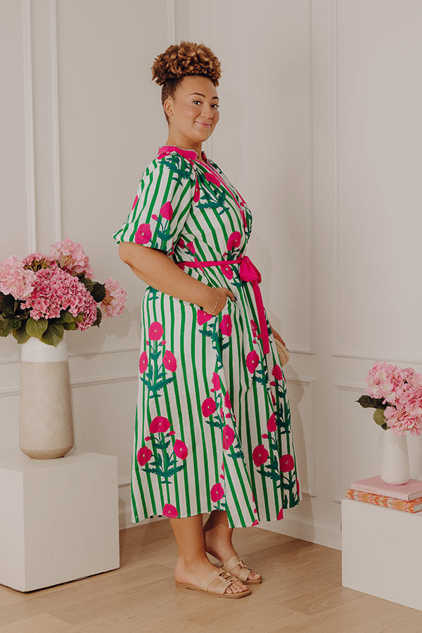 Chic Lines Floral Midi Dress Curves