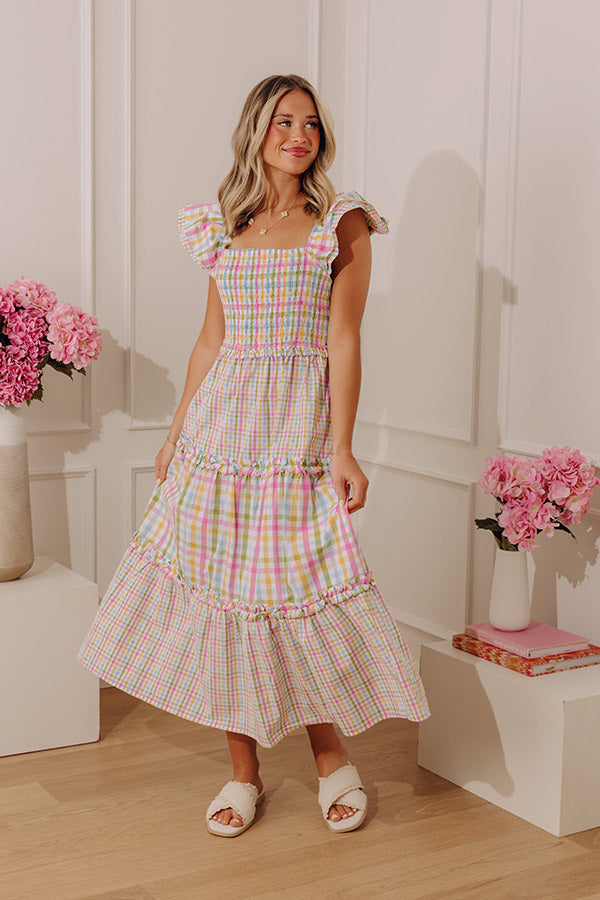 Darling Day Tiered Gingham Midi Dress