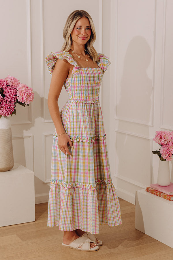 Darling Day Tiered Gingham Midi Dress