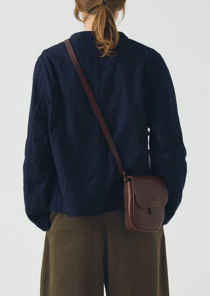 Kate Sheridan Leather Half Orbed Tab Bag | Chestnut
