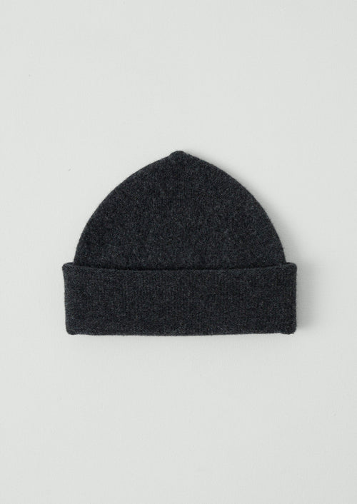 Washed Lambswool Beanie | Charcoal