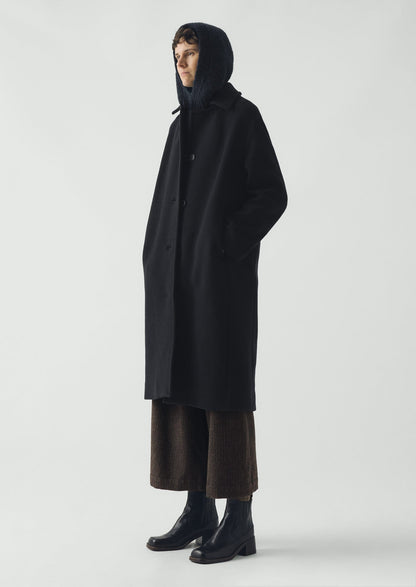 Wool Alpaca Boucle Hood | Navy