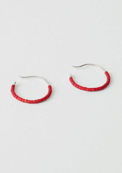 Helena Rohner Miyuki Glass Small Hoop Earrings | Tomato