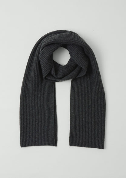 Wool Cashmere Fisherman Rib Scarf | Charcoal