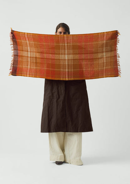 Large Check Boiled Wool Scarf | Spice