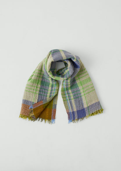 Large Check Boiled Wool Scarf | Soya/Multi