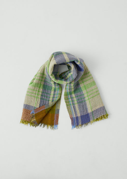Large Check Boiled Wool Scarf | Soya/Multi