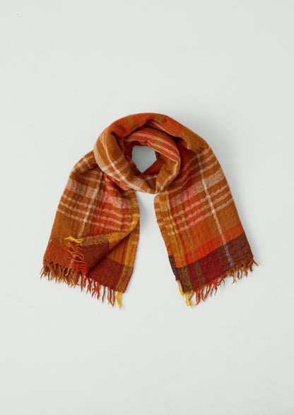 Large Check Boiled Wool Scarf | Spice