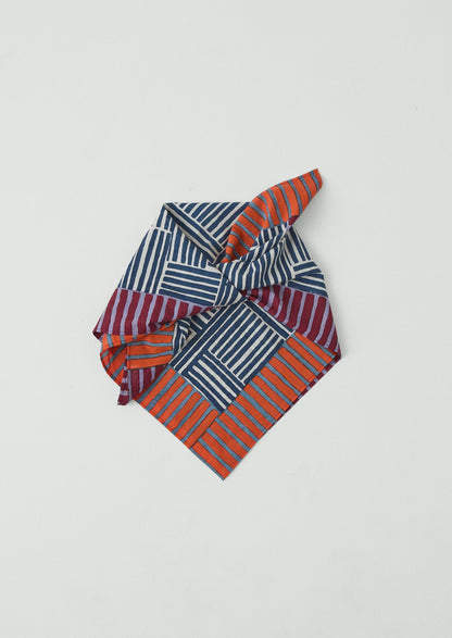Patchwork Stripe Block Print Bandana | Verdigris/Multi