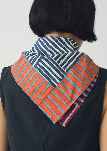 Patchwork Stripe Block Print Bandana | Verdigris/Multi