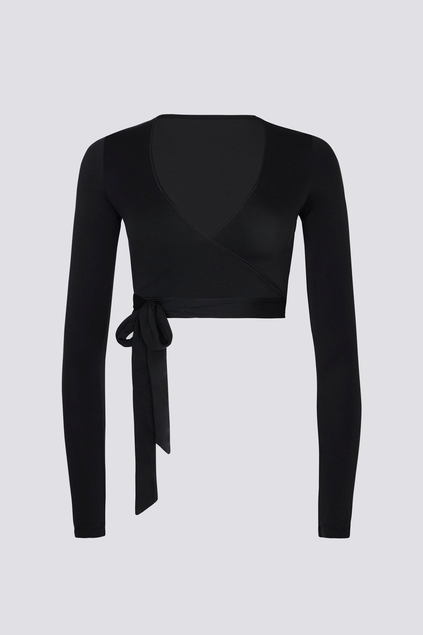 Soft Jersey Wrap Crop Top in Black