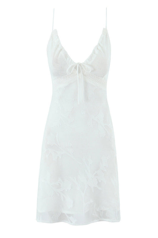 Sexy V-neck Lace Print Summer A-line Skirt