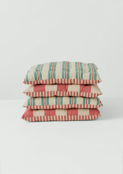 Market Stripe Hand Woven Seat Pad | Basil/Poppy