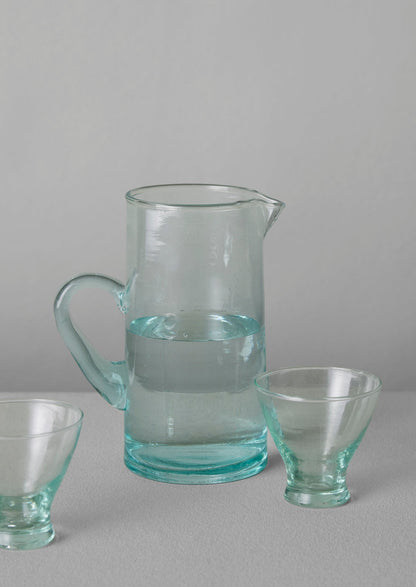 Handled Moroccan Glass Jug | Clear
