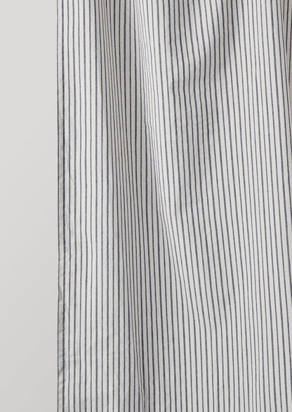 Organic Cotton Pyjama Stripe Shower Curtain | Navy/Ecru