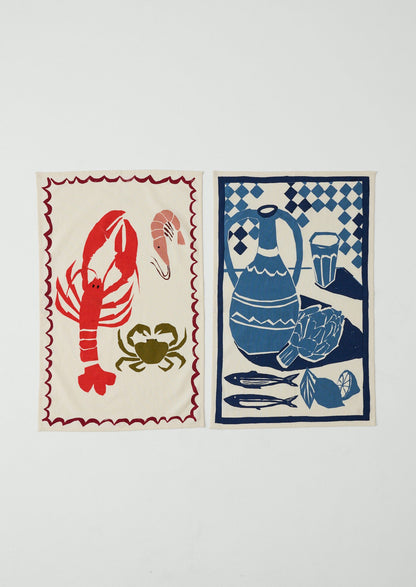 Provence Still Life Print Tea Towel | Ecru/Multi Blue