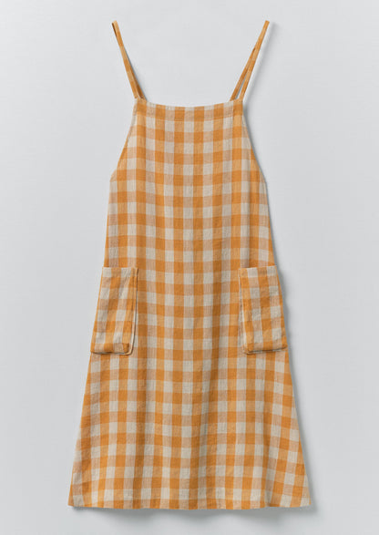 Orchard Check Cross Back Linen Cotton Apron | Mist/Cider