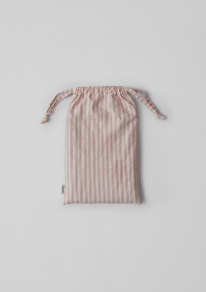 Ticking Stripe Cotton Housewife Pillowcase | Ecru/Rose