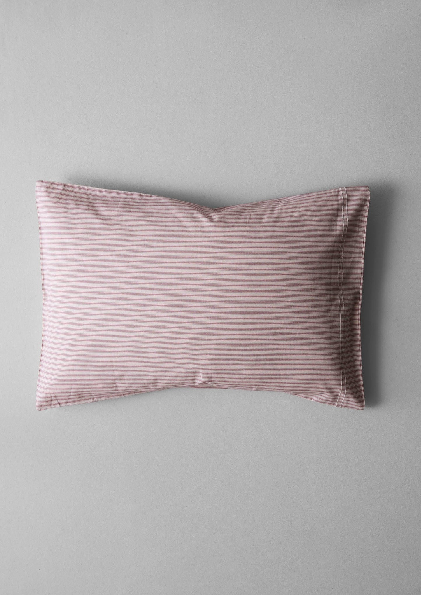Ticking Stripe Cotton Housewife Pillowcase | Ecru/Rose