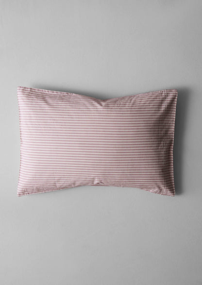 Ticking Stripe Cotton Housewife Pillowcase | Ecru/Rose