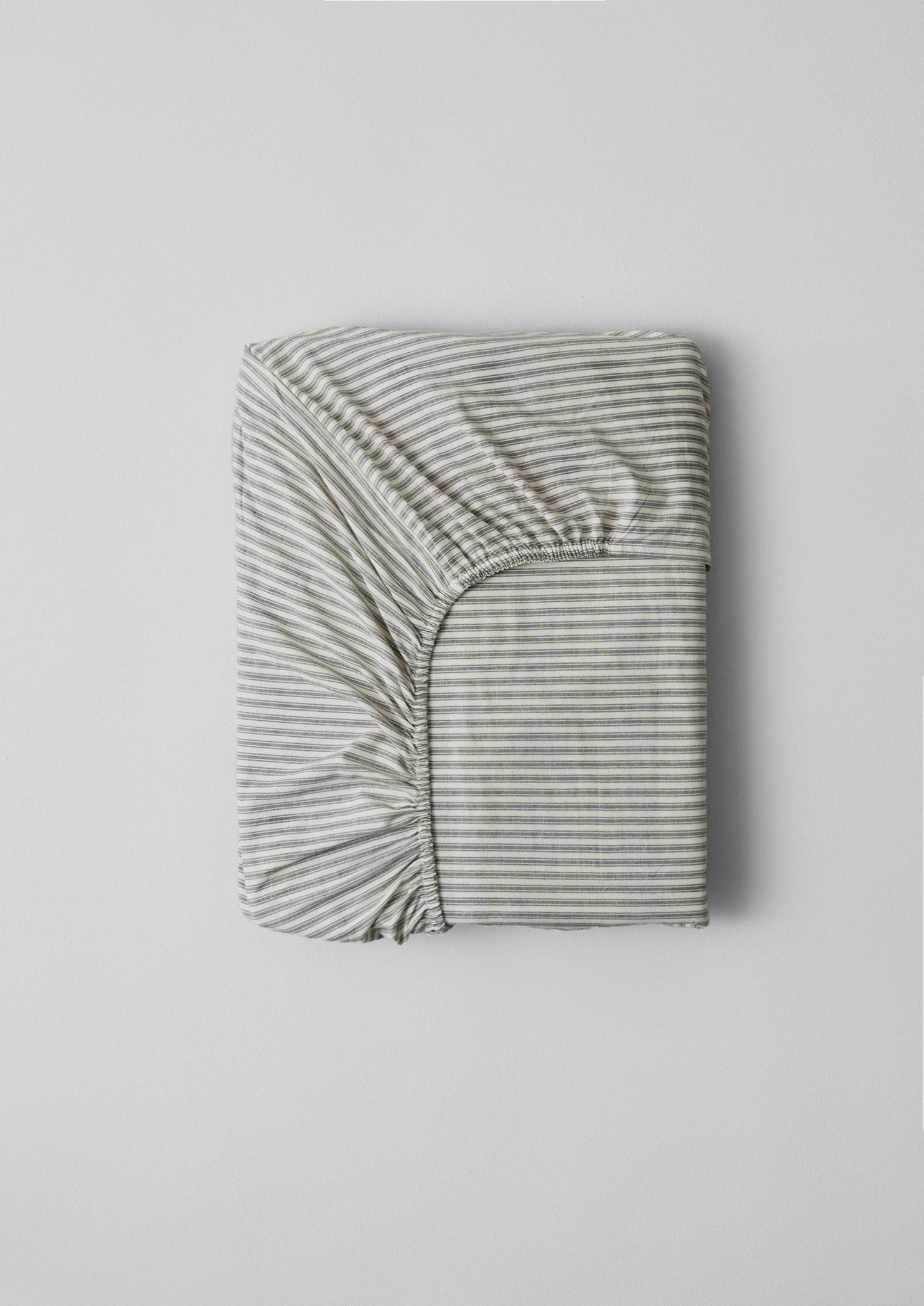 Ticking Stripe Cotton Fitted Sheet | Ecru/Graphite