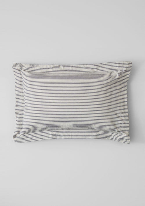 Pyjama Stripe Cotton Oxford Pillowcase | Navy/Ecru