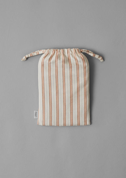 Ines Stripe Cotton Flannel Oxford Pillowcase Set | Apricot/Soft Blue