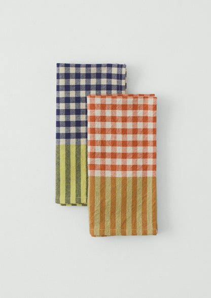 Hand Woven Siesta Check Napkin | Cobalt/Citrus