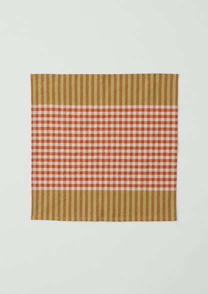 Hand Woven Siesta Check Napkin | Peach/Bright Olive