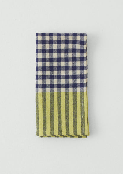 Hand Woven Siesta Check Napkin | Cobalt/Citrus