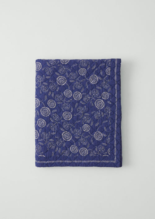 Pomegranate Print Quilt | Indigo Blue/Ecru