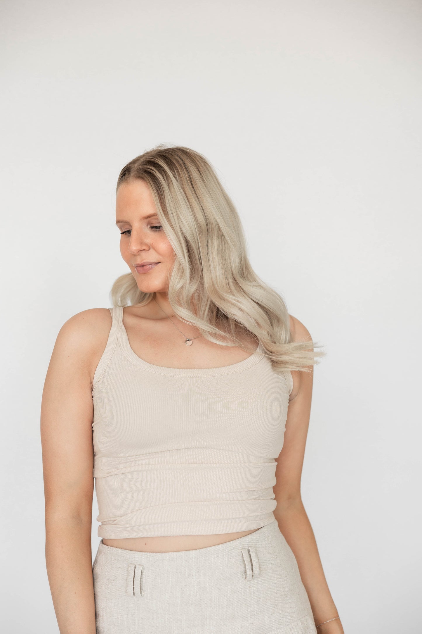 Izzy Tan Ribbed Tank Top