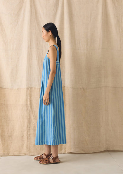 Oyo Stripe Cotton Jumpsuit | Aqua/Cornflower