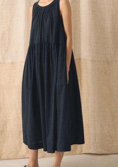 Lightweight Cotton Seersucker Dress | Navy