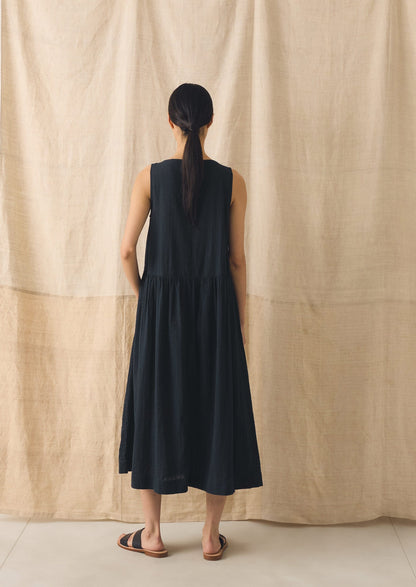 Lightweight Cotton Seersucker Dress | Navy