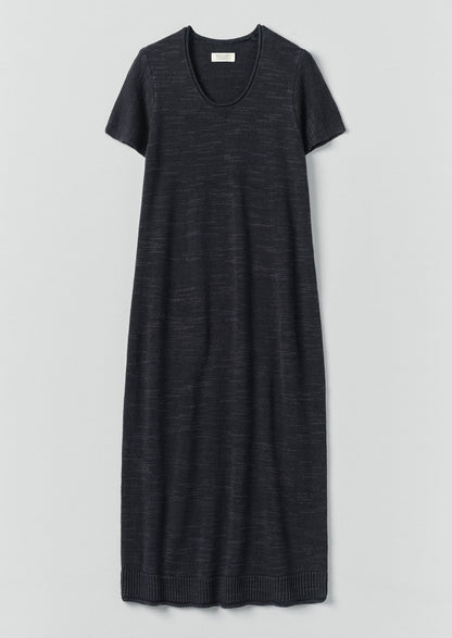 Knitted Linen Cotton T Shirt Dress | Dark Navy