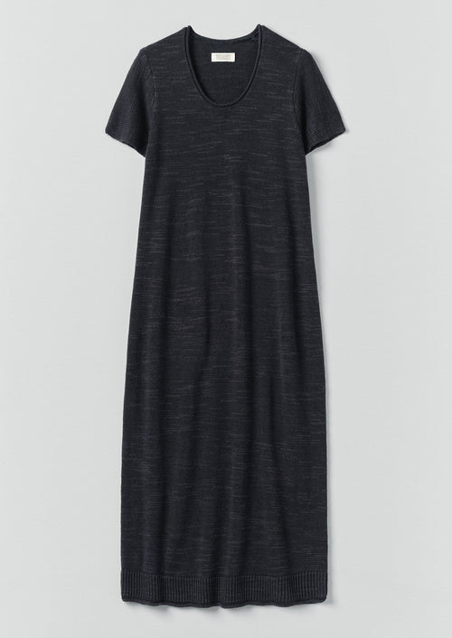 Knitted Linen Cotton T Shirt Dress | Dark Navy
