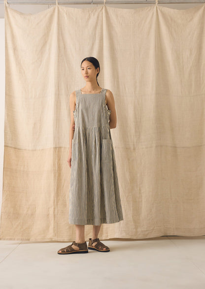 Tablier Stripe Cotton Pinafore Dress | Workshop Blue