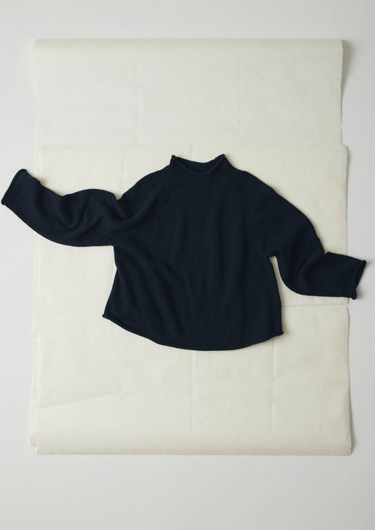 Organic Cotton Linen Easy Sweater | Dark Navy